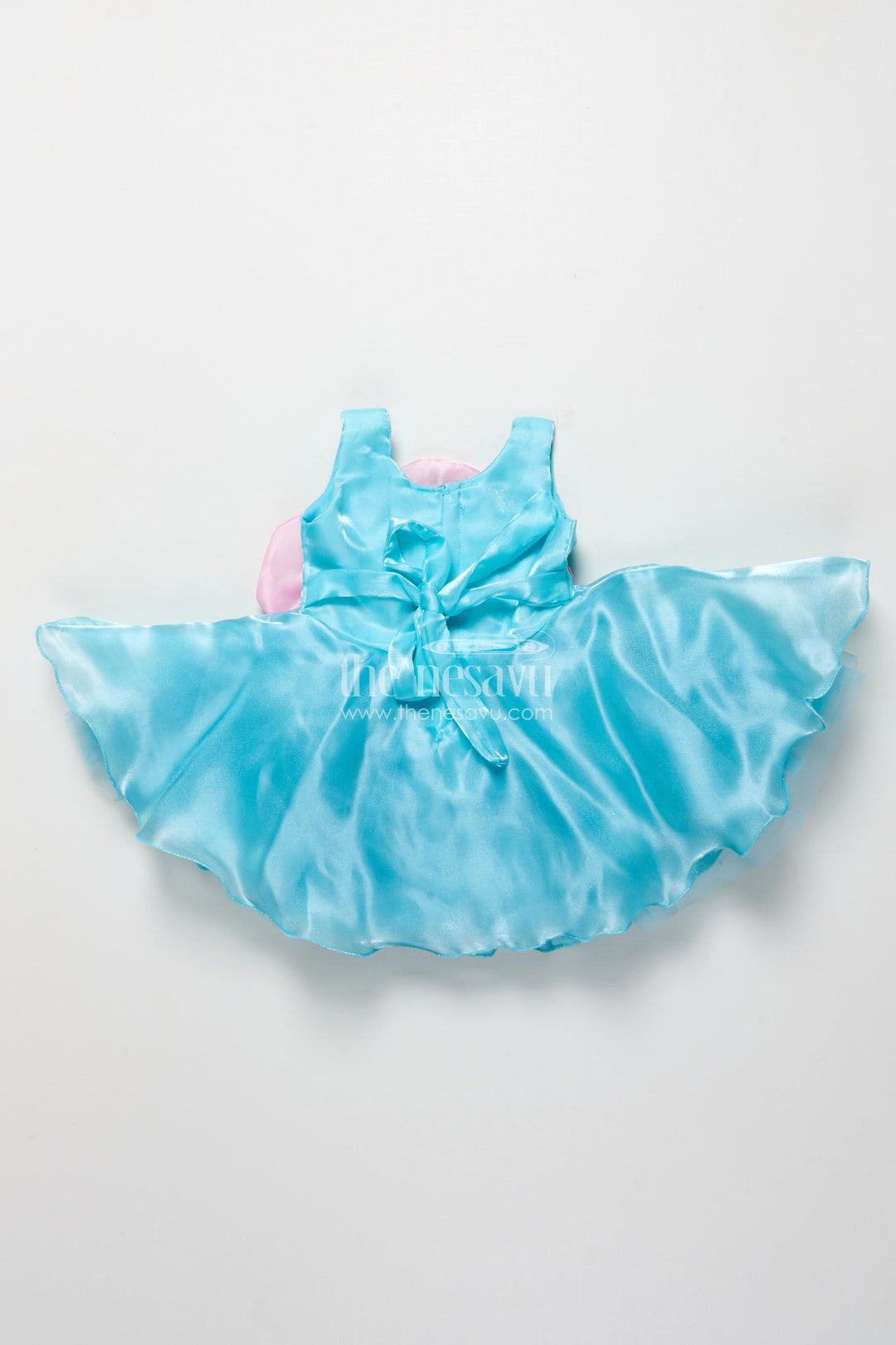 The Nesavu Girls Fancy Party Frock Baby Girl Party Frock for Birthdays and Special Occasions Nesavu Nesavu baby girl party frock oversized floral embellishment birthdays photoshoots