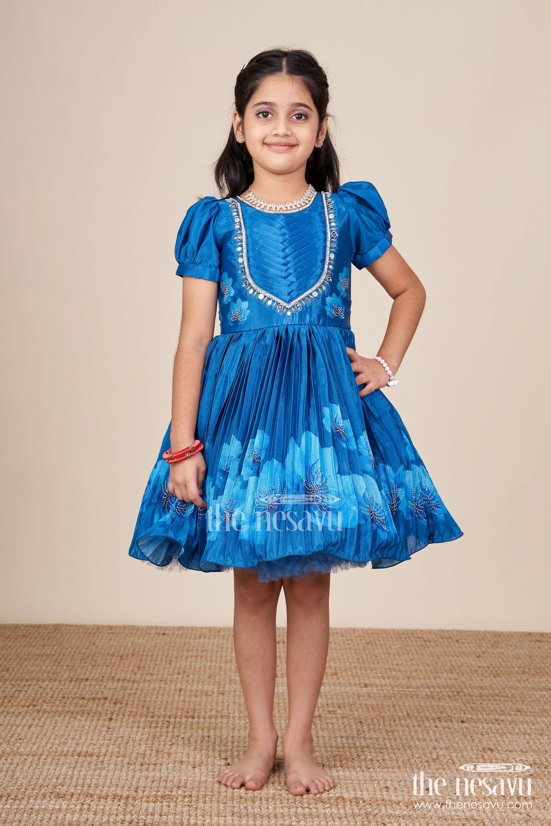 The Nesavu Silk Party Frock Baby Girl Party Frock for Festive Functions and Birthdays Nesavu Nesavu baby girl party frock chinon silk embroidery festive functions birthdays