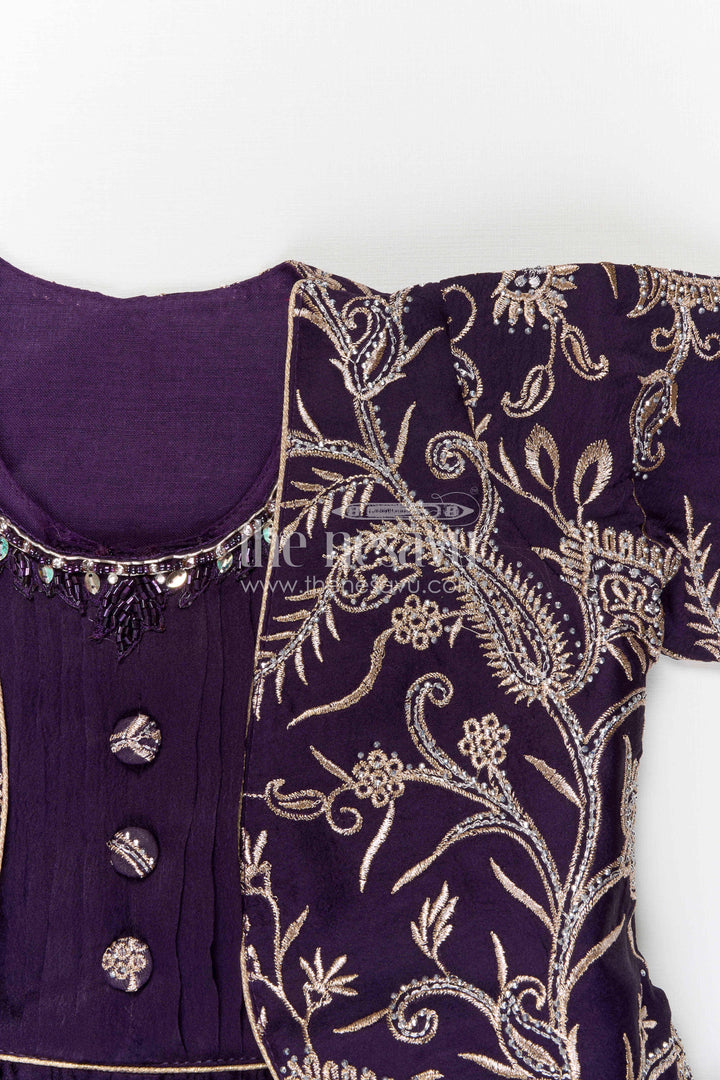 The Nesavu Silk Party Frock Baby Girl Party Frock with Jacket for Birthdays and Celebrations Nesavu Nesavu Baby Girl Party Frock With Embroidered Jacket In Silk And Georgette For Birthdays And Festive Wear