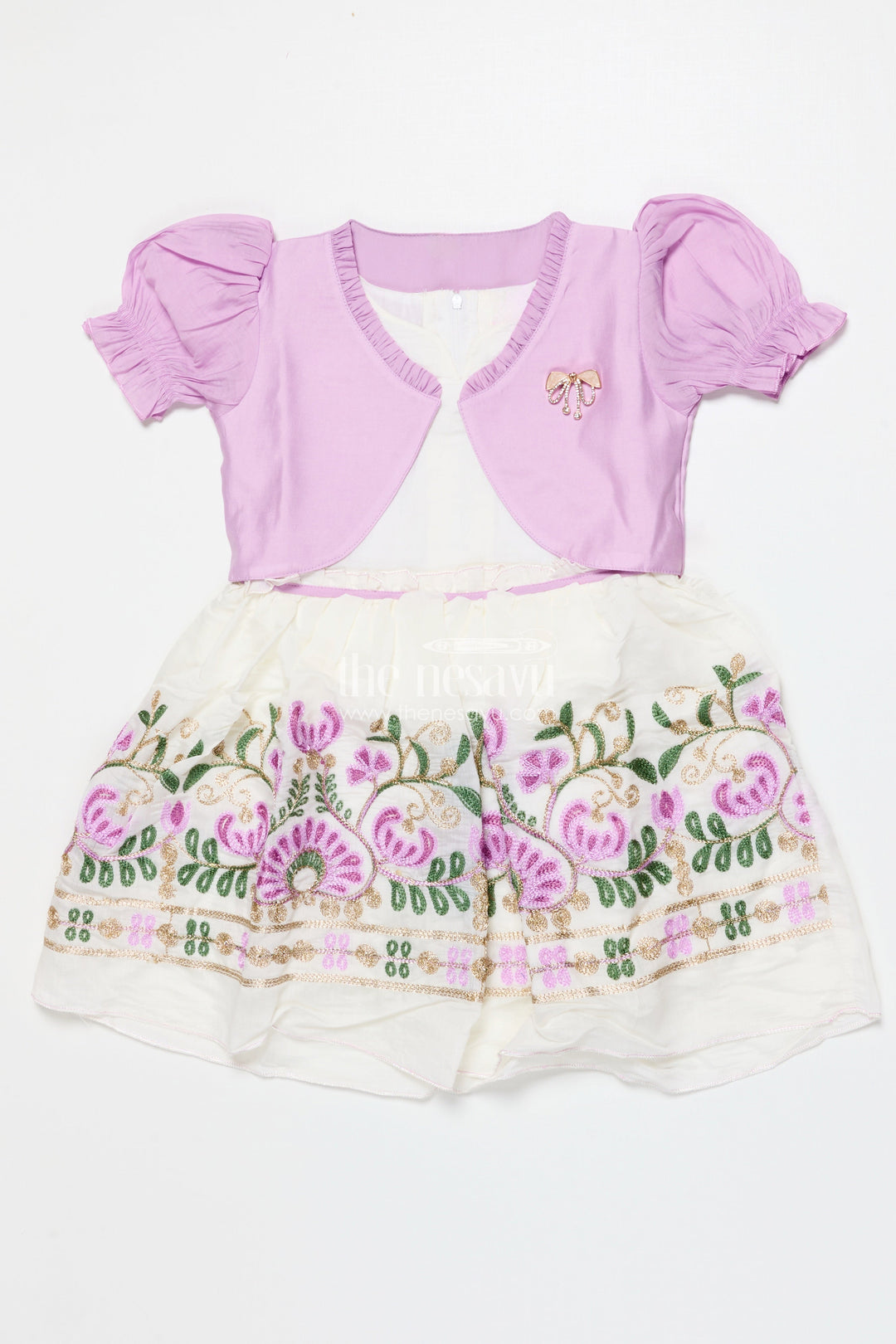 The Nesavu Girls Fancy Frock Baby Girl Party Frock with Jacket for Birthdays and Special Events Nesavu 20 (3Y) / Purple GFC1833B-20 Nesavu baby girl party frock jacket style birthdays festive occasions