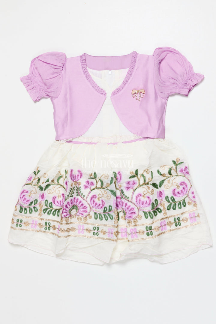 The Nesavu Girls Fancy Frock Baby Girl Party Frock with Jacket for Birthdays and Special Events Nesavu 20 (3Y) / Purple GFC1833B-20 Nesavu baby girl party frock jacket style birthdays festive occasions