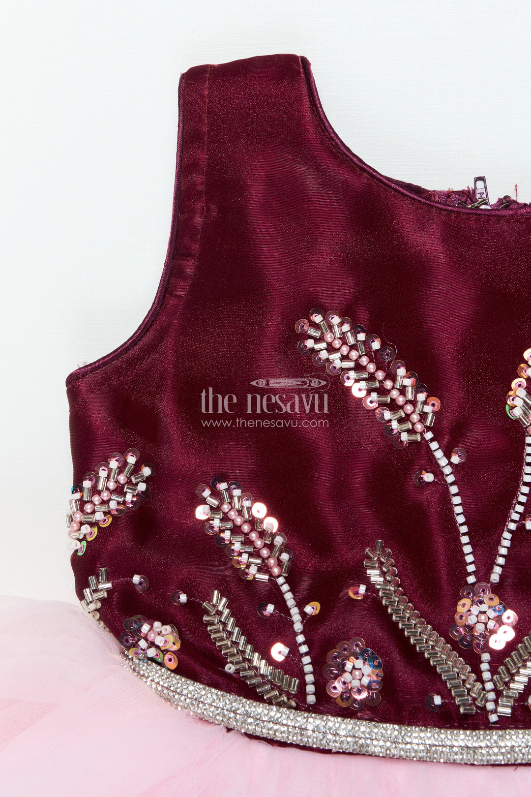 The Nesavu Girls Fancy Party Frock Baby Girl Party Frock with Satin Embroidery for Birthday and Evening Events Nesavu Nesavu baby girl soft net party frock satin embroidery birthdays special evenings