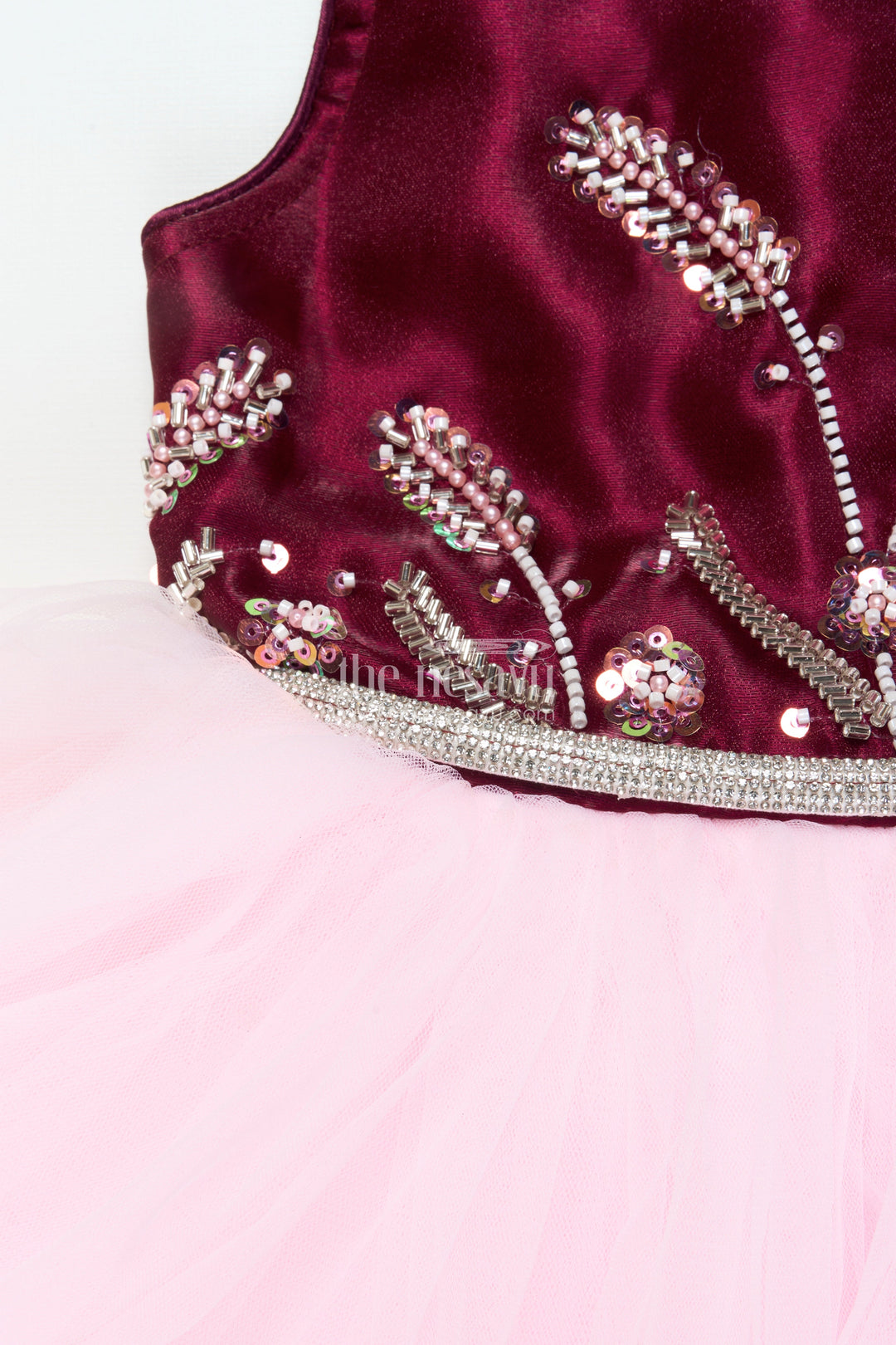 The Nesavu Girls Fancy Party Frock Baby Girl Party Frock with Satin Embroidery for Birthday and Evening Events Nesavu Nesavu baby girl soft net party frock satin embroidery birthdays special evenings