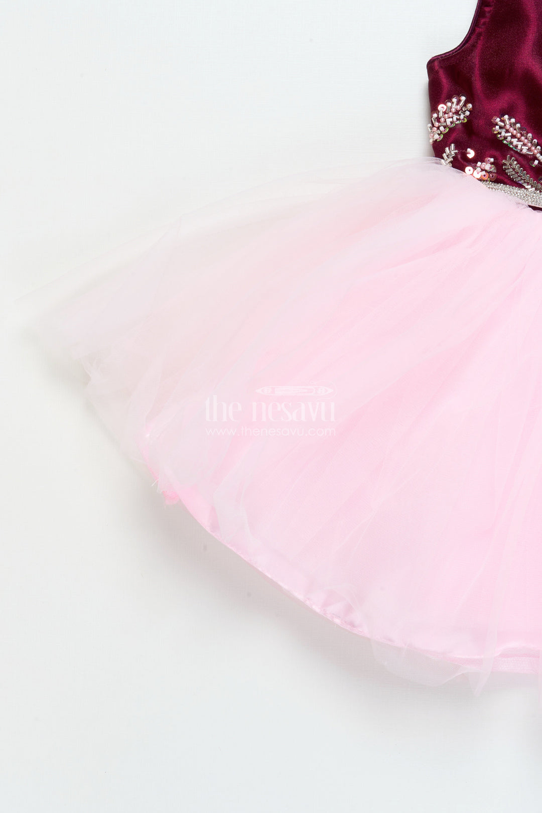 The Nesavu Girls Fancy Party Frock Baby Girl Party Frock with Satin Embroidery for Birthday and Evening Events Nesavu Nesavu baby girl soft net party frock satin embroidery birthdays special evenings