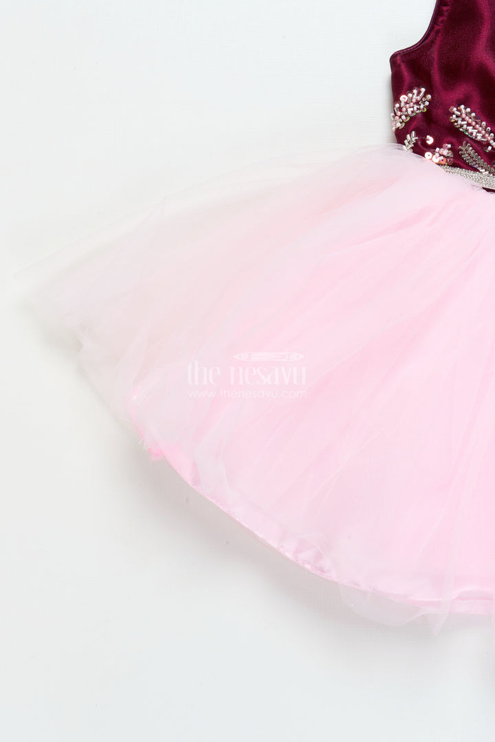 The Nesavu Girls Fancy Party Frock Baby Girl Party Frock with Satin Embroidery for Birthday and Evening Events Nesavu Nesavu baby girl soft net party frock satin embroidery birthdays special evenings