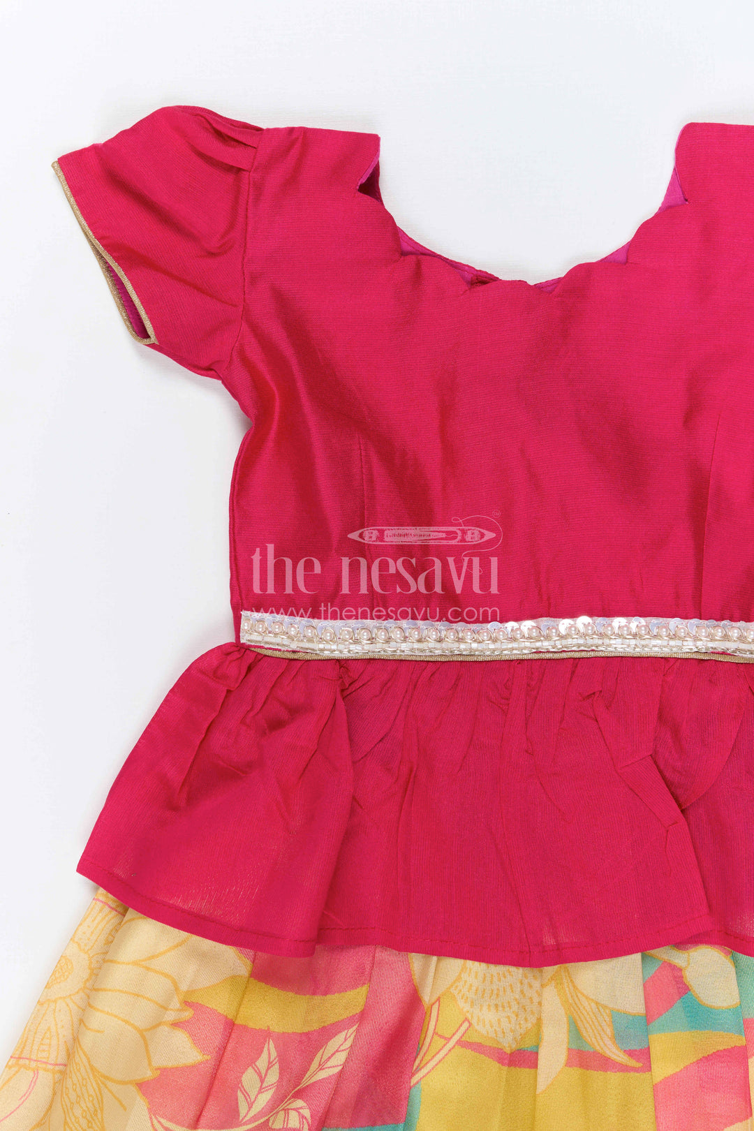 The Nesavu Pattu Pavadai Baby Girl Pattu Pavadai Dress for Festive Family Moments Nesavu Nesavu Baby Girl Pattu Pavadai Dress With Floral Digital Print For Festive Celebrations