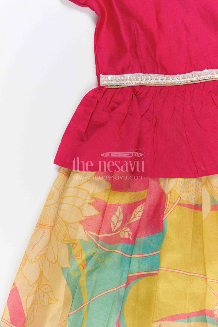 The Nesavu Pattu Pavadai Baby Girl Pattu Pavadai Dress for Festive Family Moments Nesavu Nesavu Baby Girl Pattu Pavadai Dress With Floral Digital Print For Festive Celebrations
