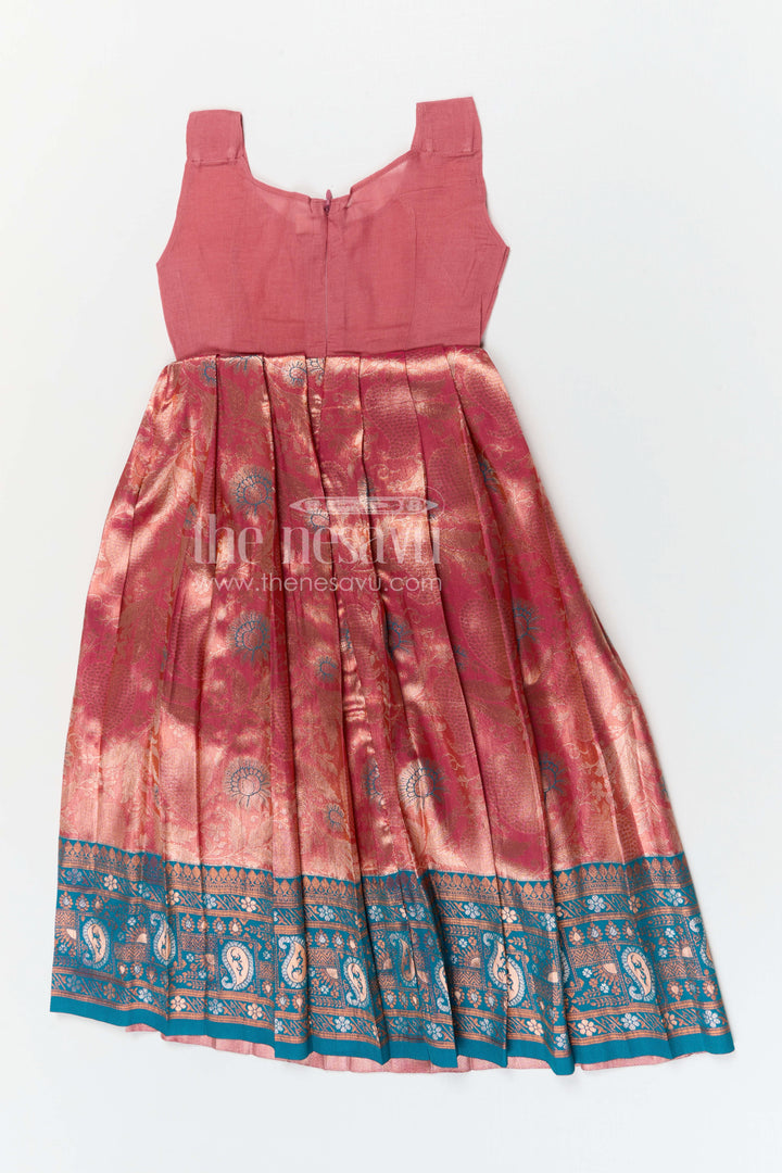 The Nesavu Pattu Pavadai Baby Girl Pattu Pavadai for Festivals and Family Celebrations Nesavu Nesavu baby girl pattu pavadai for festivals and family celebrations with semi banaras silk flared traditional design