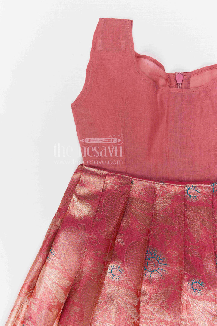The Nesavu Pattu Pavadai Baby Girl Pattu Pavadai for Festivals and Family Celebrations Nesavu Nesavu baby girl pattu pavadai for festivals and family celebrations with semi banaras silk flared traditional design