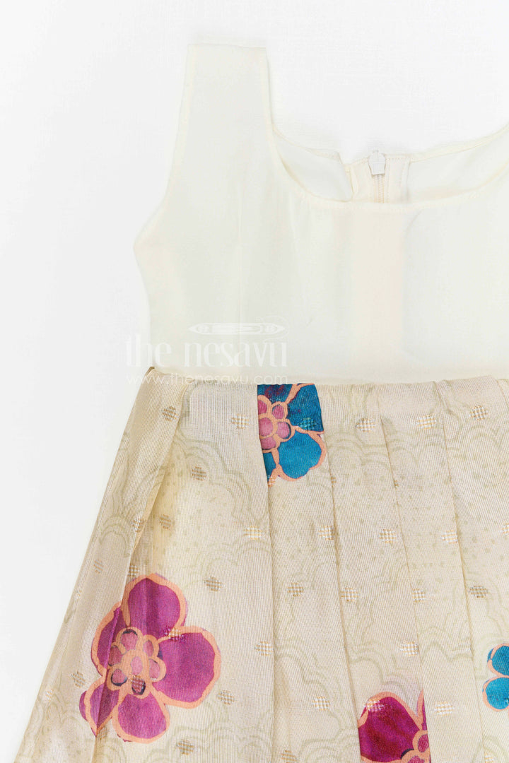 The Nesavu Pattu Pavadai Baby Girl Pattu Pavadai for Festivals and Traditional Functions Nesavu 18 (2Y) / Green / Banarasi GPP376B-18 Nesavu baby girl pattu pavadai for festivals with semi banaras silk digital print traditional ethnic wear