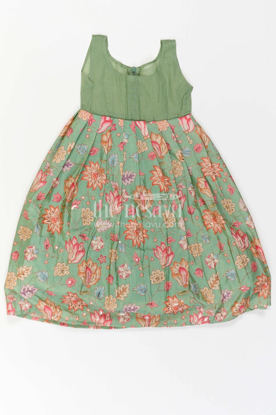 The Nesavu Pattu Pavadai Baby Girl Pattu Pavadai for Festive Celebrations and Family Functions Nesavu Nesavu Baby Girl Pattu Pavadai For Festive Occasions With Floral Skirt And Sequence Embroidery