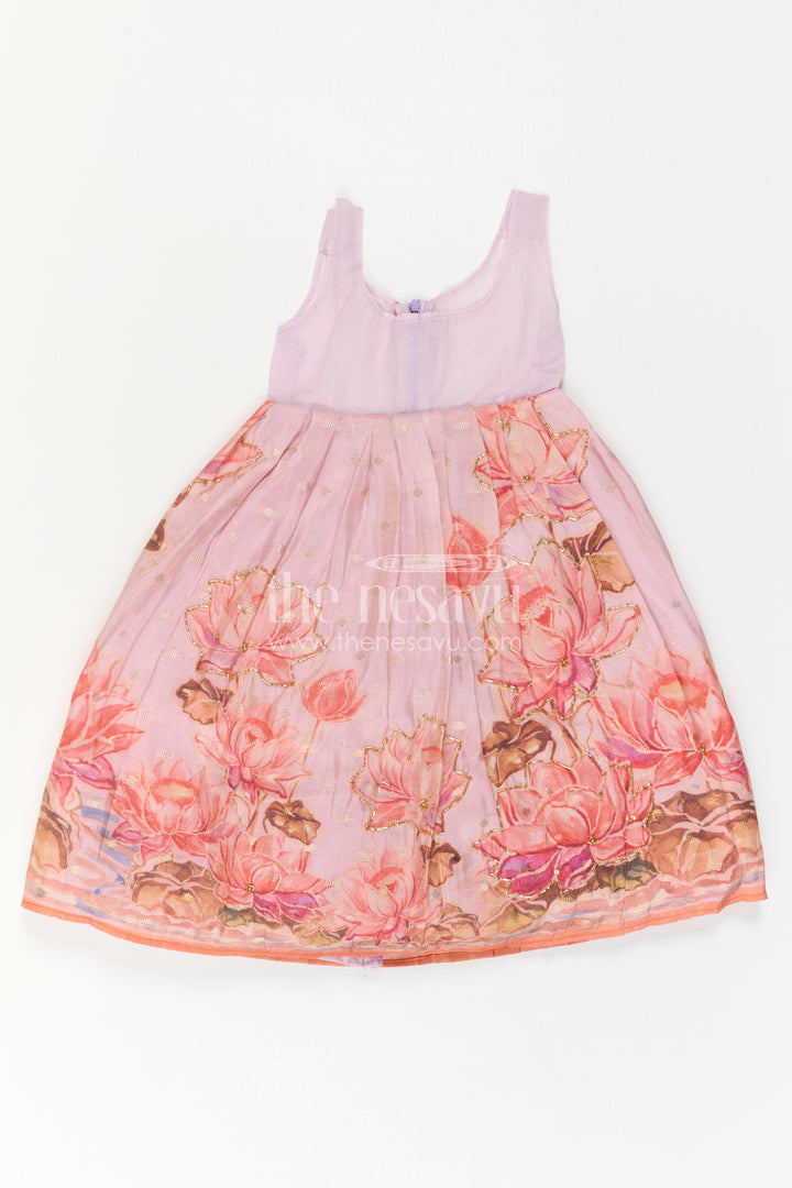 The Nesavu Pattu Pavadai Baby Girl Pattu Pavadai for Festive Celebrations and Family Photos Nesavu Nesavu Baby Girl Pattu Pavadai With Floral Skirt And Beads Embroidery For Festive Occasions