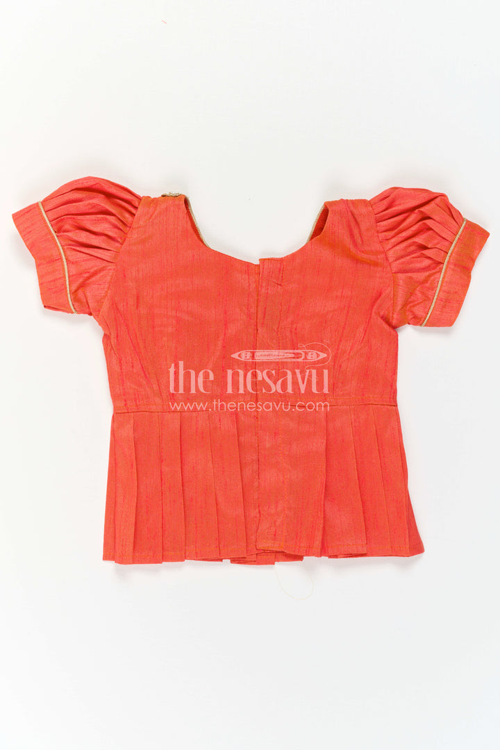 The Nesavu Pattu Pavadai Baby Girl Pattu Pavadai for Festive Celebrations and Family Photos Nesavu Nesavu Baby Girl Pattu Pavadai With Floral Skirt And Beads Embroidery For Festive Occasions