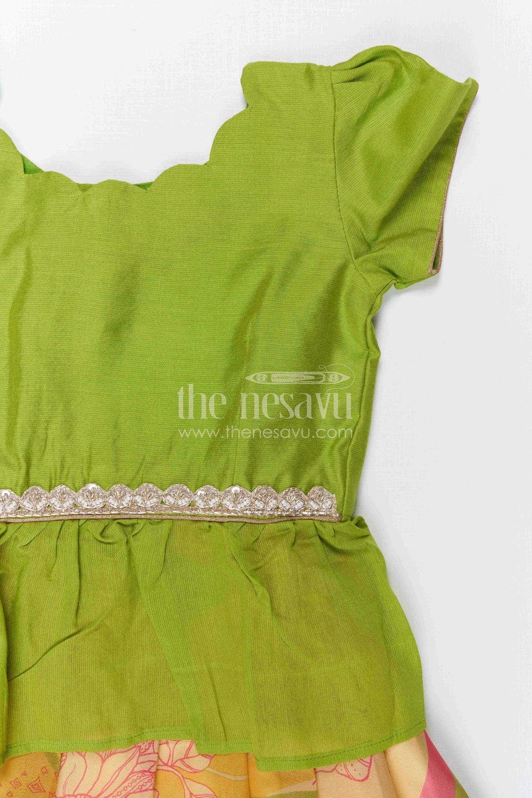 The Nesavu Pattu Pavadai Baby Girl Pattu Pavadai for Festive Family Celebrations Nesavu Nesavu Baby Girl Pattu Pavadai With Vibrant Digital Prints For Festive Family Functions