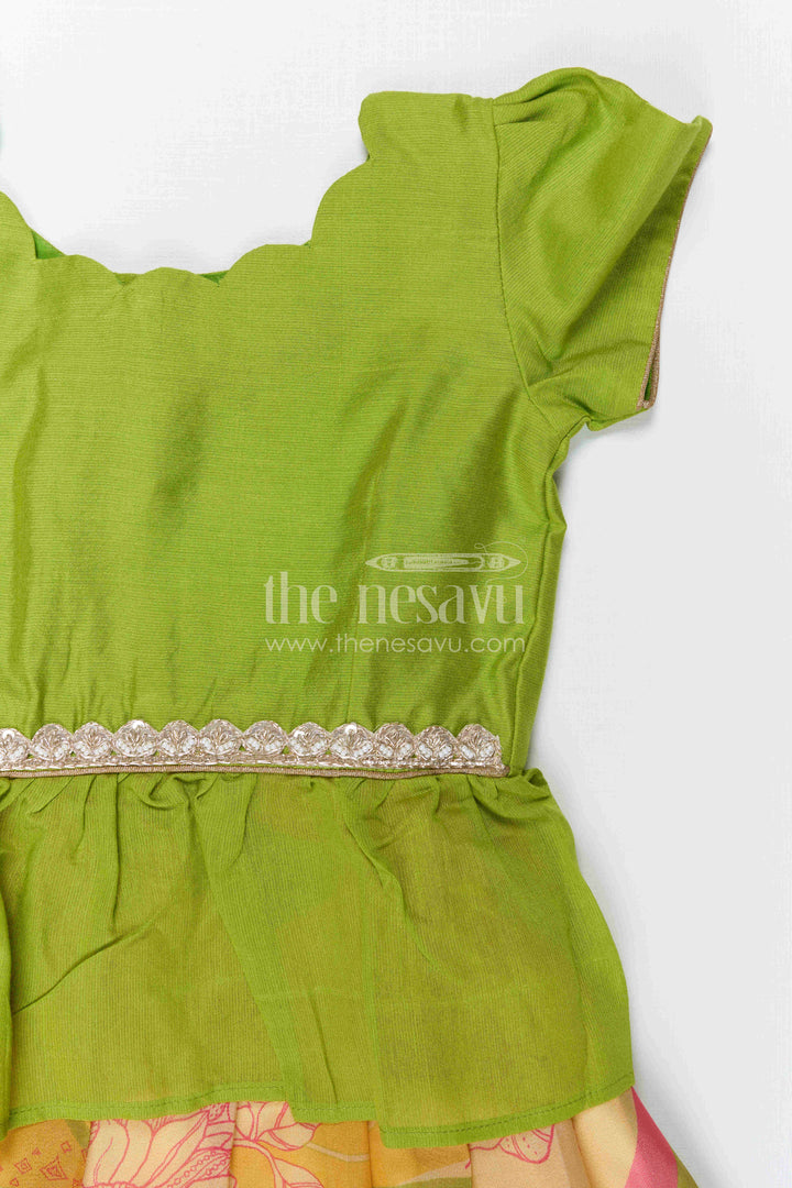 The Nesavu Pattu Pavadai Baby Girl Pattu Pavadai for Festive Family Celebrations Nesavu Nesavu Baby Girl Pattu Pavadai With Vibrant Digital Prints For Festive Family Functions
