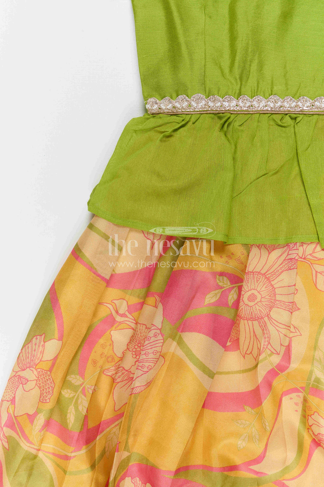 The Nesavu Pattu Pavadai Baby Girl Pattu Pavadai for Festive Family Celebrations Nesavu Nesavu Baby Girl Pattu Pavadai With Vibrant Digital Prints For Festive Family Functions