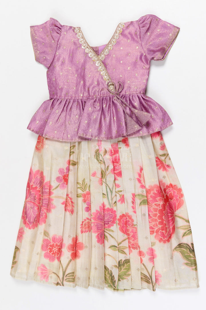 The Nesavu Pattu Pavadai Baby Girl Pattu Pavadai for Festive Occasions and Family Weddings Nesavu 18 (2Y) / Half white / Banarasi GPP370A-18 Nesavu Baby Girl Pattu Pavadai Semi Banaras Silk Dress For Weddings And Festivals