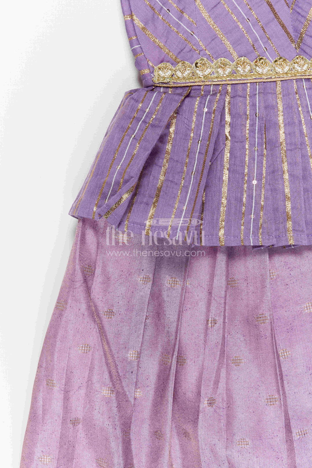 The Nesavu Pattu Pavadai Baby Girl Pattu Pavadai for Festive Occasions and Functions Nesavu 18 (2Y) / Purple / Semi Banarasi GPP387B-18 Nesavu Baby Girl Pattu Pavadai For Festive Occasions Semi Banaras Art Silk Traditional Outfit