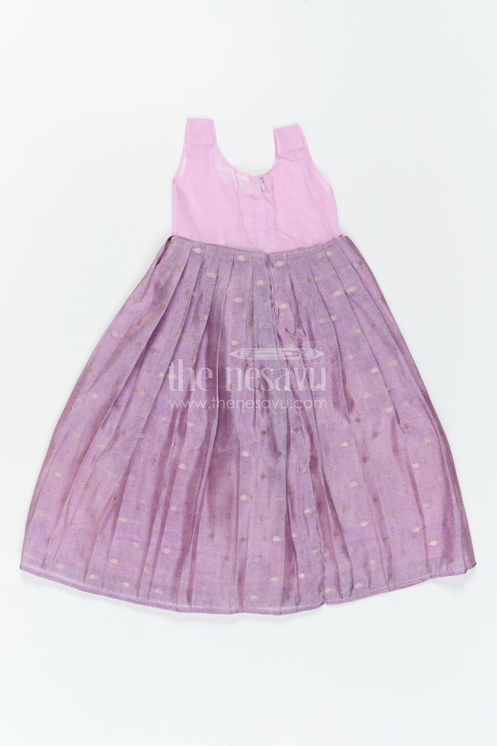The Nesavu Pattu Pavadai Baby Girl Pattu Pavadai for Festive Occasions and Functions Nesavu 18 (2Y) / Purple / Semi Banarasi GPP387B-18 Nesavu Baby Girl Pattu Pavadai For Festive Occasions Semi Banaras Art Silk Traditional Outfit