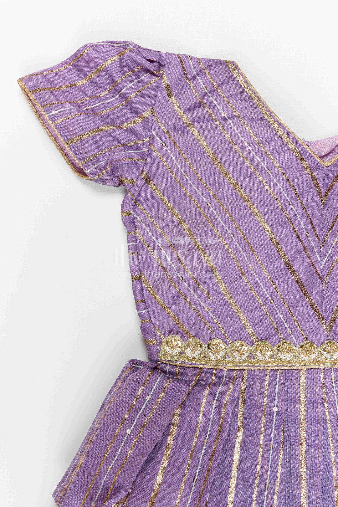 The Nesavu Pattu Pavadai Baby Girl Pattu Pavadai for Festive Occasions and Functions Nesavu 18 (2Y) / Purple / Semi Banarasi GPP387B-18 Nesavu Baby Girl Pattu Pavadai For Festive Occasions Semi Banaras Art Silk Traditional Outfit