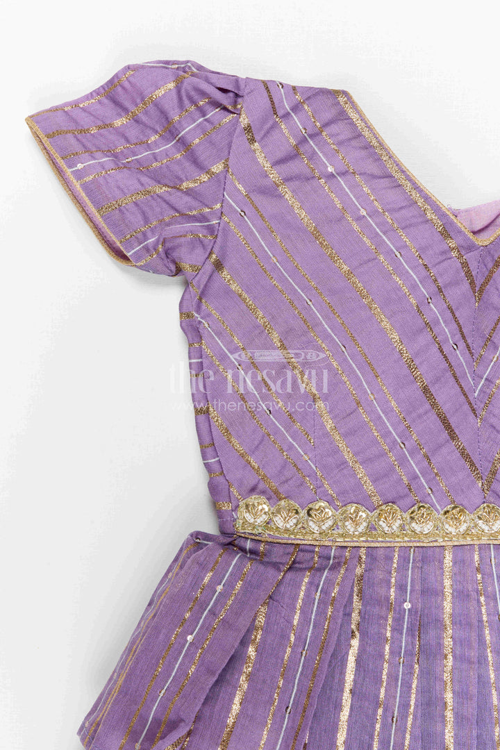 The Nesavu Pattu Pavadai Baby Girl Pattu Pavadai for Festive Occasions and Functions Nesavu 18 (2Y) / Purple / Semi Banarasi GPP387B-18 Nesavu Baby Girl Pattu Pavadai For Festive Occasions Semi Banaras Art Silk Traditional Outfit