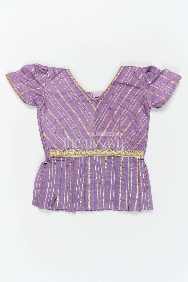 The Nesavu Pattu Pavadai Baby Girl Pattu Pavadai for Festive Occasions and Functions Nesavu 18 (2Y) / Purple / Semi Banarasi GPP387B-18 Nesavu Baby Girl Pattu Pavadai For Festive Occasions Semi Banaras Art Silk Traditional Outfit