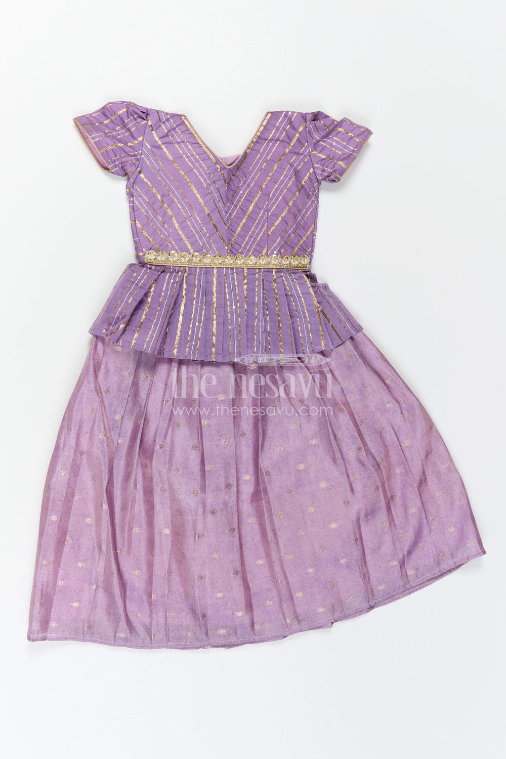 The Nesavu Pattu Pavadai Baby Girl Pattu Pavadai for Festive Occasions and Functions Nesavu 18 (2Y) / Purple / Semi Banarasi GPP387B-18 Nesavu Baby Girl Pattu Pavadai For Festive Occasions Semi Banaras Art Silk Traditional Outfit