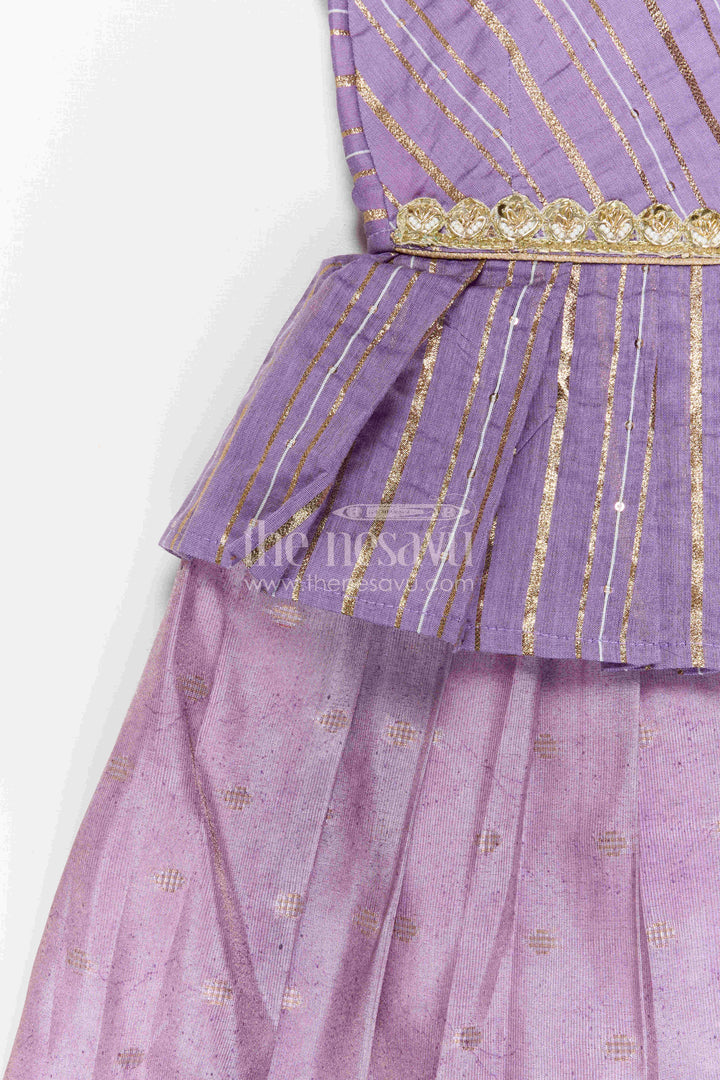 The Nesavu Pattu Pavadai Baby Girl Pattu Pavadai for Festive Occasions and Functions Nesavu 18 (2Y) / Purple / Semi Banarasi GPP387B-18 Nesavu Baby Girl Pattu Pavadai For Festive Occasions Semi Banaras Art Silk Traditional Outfit