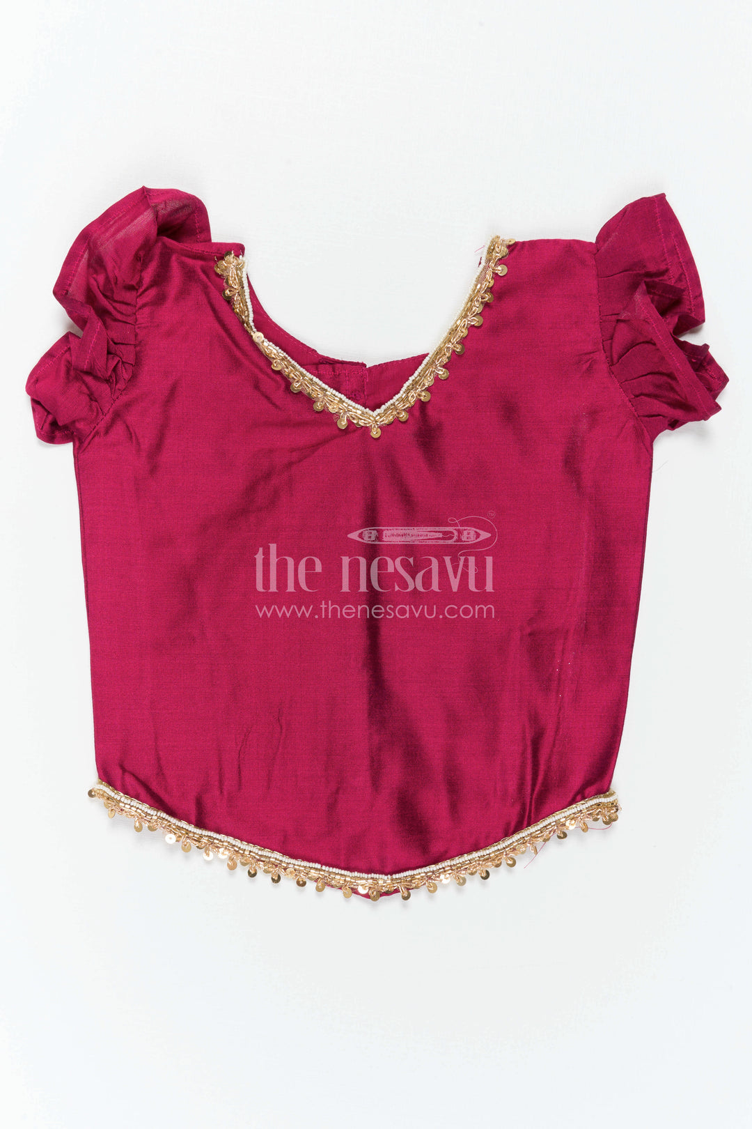 The Nesavu Pattu Pavadai Baby Girl Pattu Pavadai for Festive Occasions and Sangeeth Function Nesavu Nesavu Baby Girl Pattu Pavadai For Weddings Semi Banaras Silk With Digital Print Festive Outfit