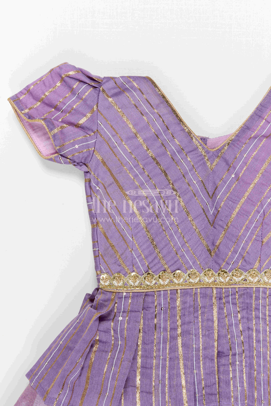 The Nesavu Pattu Pavadai Baby Girl Pattu Pavadai for Festive Occasions and Weddings Nesavu Nesavu Baby Girl Pattu Pavadai For Weddings Semi Banaras Silk With Digital Print Festive Outfit