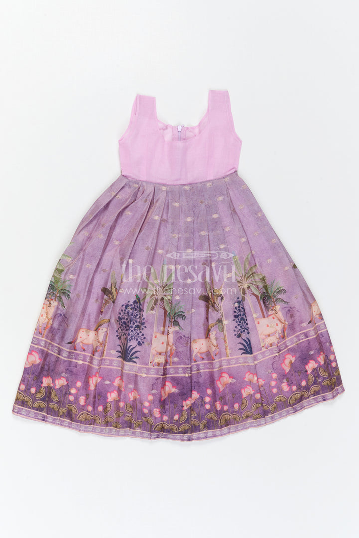 The Nesavu Pattu Pavadai Baby Girl Pattu Pavadai for Festive Occasions and Weddings Nesavu Nesavu Baby Girl Pattu Pavadai For Weddings Semi Banaras Silk With Digital Print Festive Outfit