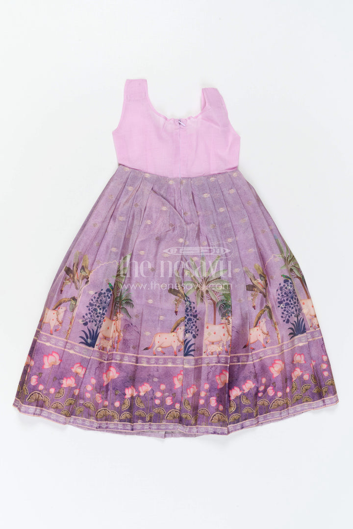 The Nesavu Pattu Pavadai Baby Girl Pattu Pavadai for Festive Occasions and Weddings Nesavu Nesavu Baby Girl Pattu Pavadai For Weddings Semi Banaras Silk With Digital Print Festive Outfit