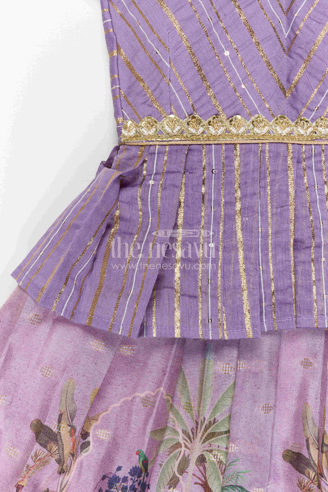 The Nesavu Pattu Pavadai Baby Girl Pattu Pavadai for Festive Occasions and Weddings Nesavu Nesavu Baby Girl Pattu Pavadai For Weddings Semi Banaras Silk With Digital Print Festive Outfit
