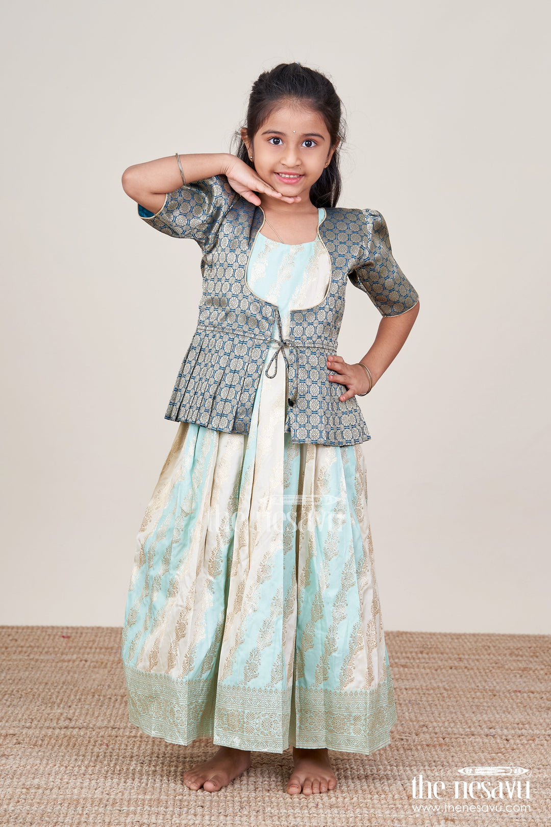 The Nesavu Pattu Pavadai Baby Girl Pattu Pavadai for Naming Ceremony and Traditional Functions Nesavu Nesavu baby girl pattu pavadai semi Banaras silk jacket blouse naming ceremony