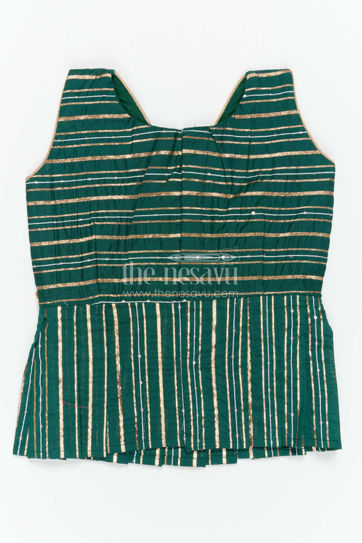 The Nesavu Pattu Pavadai Baby Girl Pattu Pavadai for Small Functions and Festive Dress Nesavu 18 (2Y) / Green / Semi Banarasi GPP388B-18 Nesavu Baby Girl Pattu Pavadai For Small Functions Semi Banaras Silk With Digital Print Festive Outfit