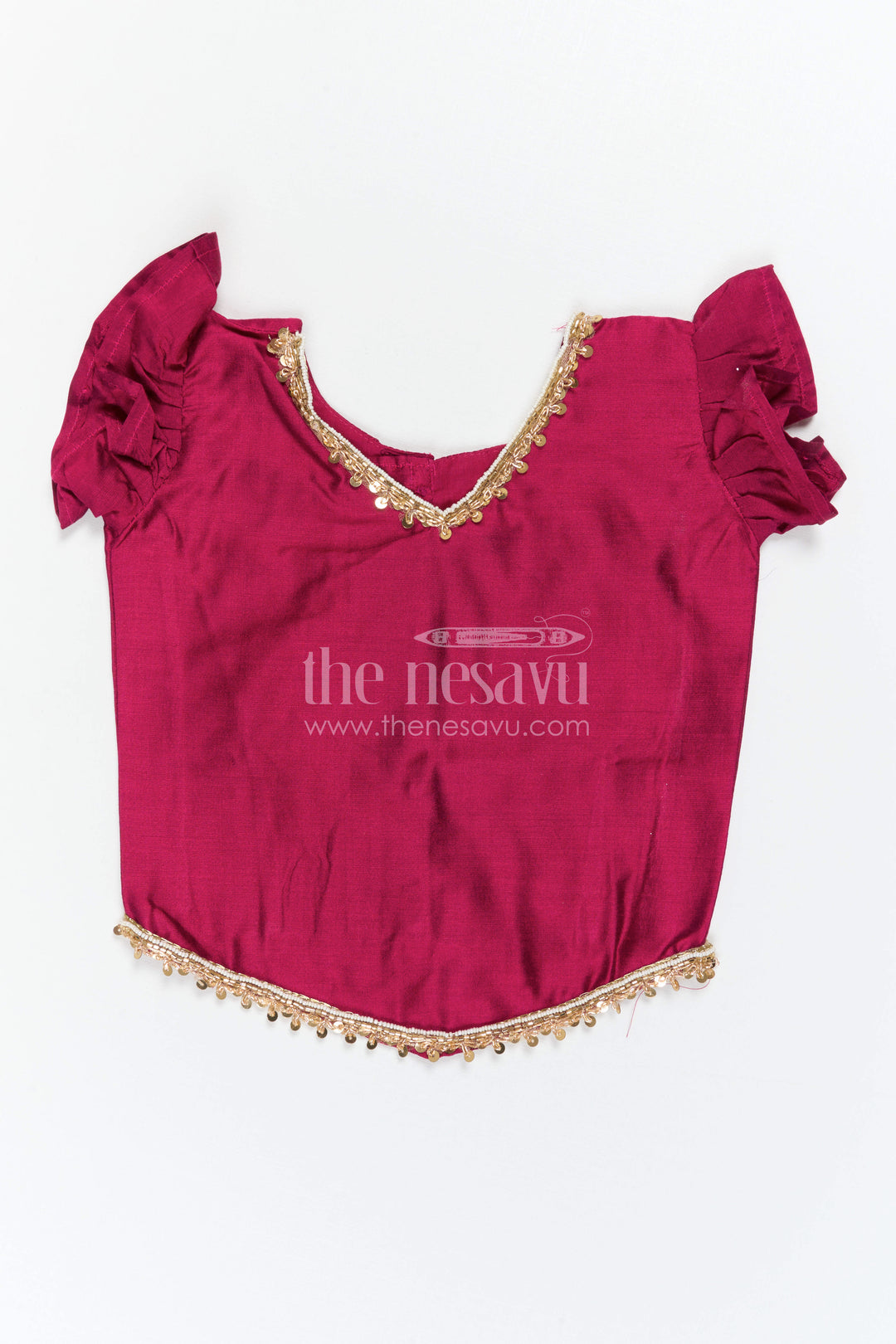The Nesavu Pattu Pavadai Baby Girl Pattu Pavadai for Small Functions and Festive Wear Nesavu 18 (2Y) / Green / Semi Banarasi GPP389B-18 Nesavu Baby Girl Pattu Pavadai For Small Functions Semi Banaras Silk With Digital Print Ethnic Outfit