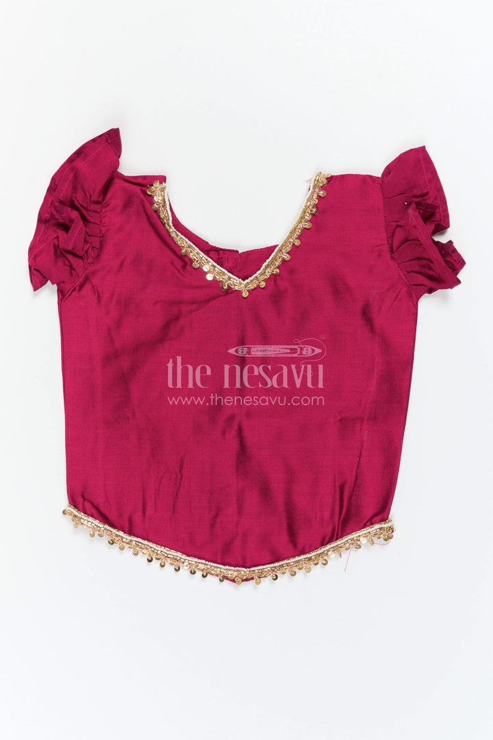 The Nesavu Pattu Pavadai Baby Girl Pattu Pavadai for Small Functions and Festive Wear Nesavu 18 (2Y) / Green / Semi Banarasi GPP389B-18 Nesavu Baby Girl Pattu Pavadai For Small Functions Semi Banaras Silk With Digital Print Ethnic Outfit