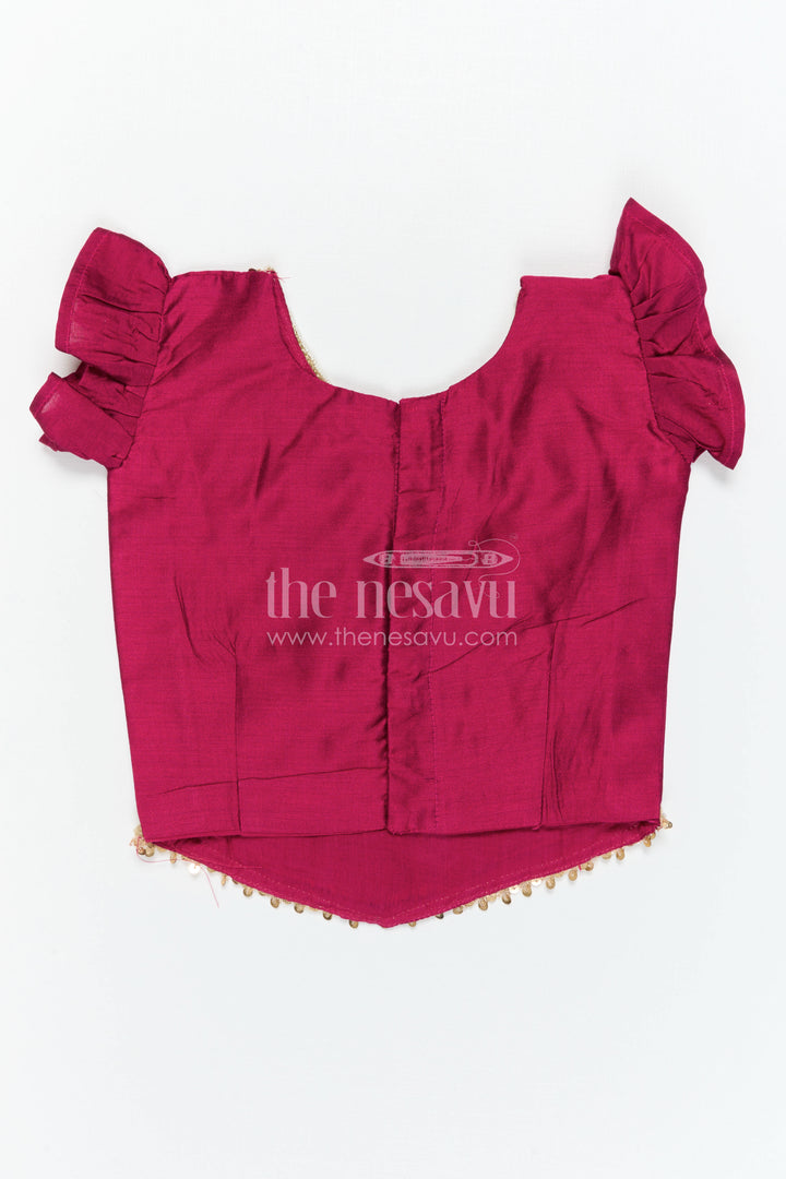 The Nesavu Pattu Pavadai Baby Girl Pattu Pavadai for Small Functions and Festive Wear Nesavu 18 (2Y) / Green / Semi Banarasi GPP389B-18 Nesavu Baby Girl Pattu Pavadai For Small Functions Semi Banaras Silk With Digital Print Ethnic Outfit