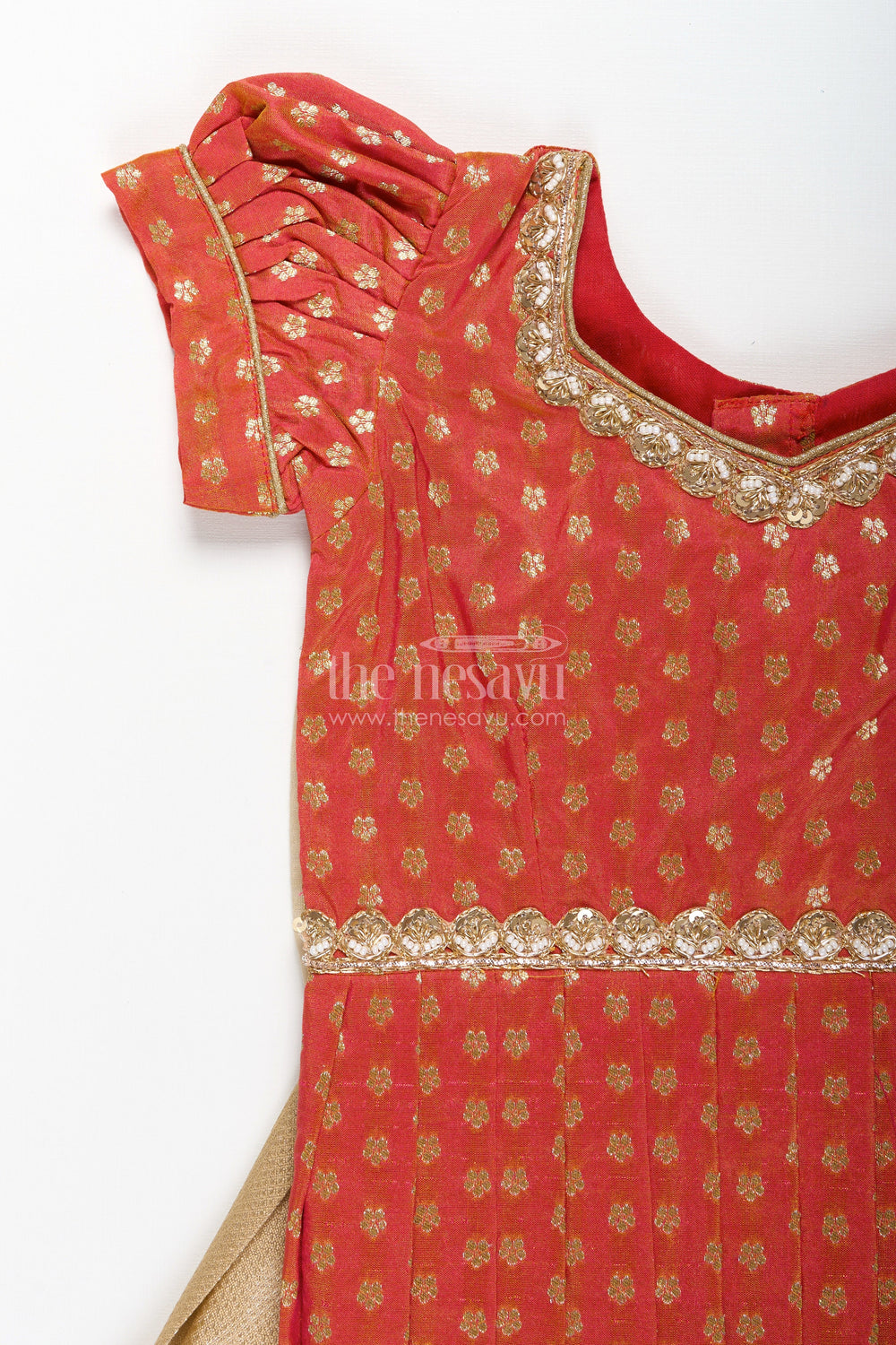 The Nesavu Pattu Pavadai Baby Girl Pattu Pavadai for Traditional Events and Temple Visits Nesavu Nesavu baby girl pattu pavadai traditional occasions golden tissue skirt
