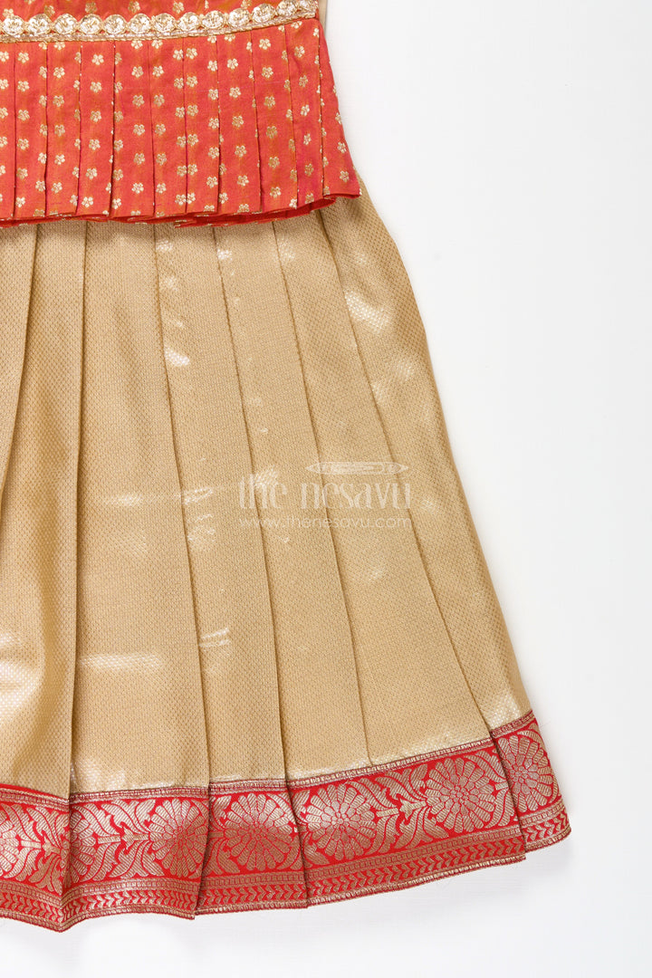 The Nesavu Pattu Pavadai Baby Girl Pattu Pavadai for Traditional Events and Temple Visits Nesavu Nesavu baby girl pattu pavadai traditional occasions golden tissue skirt