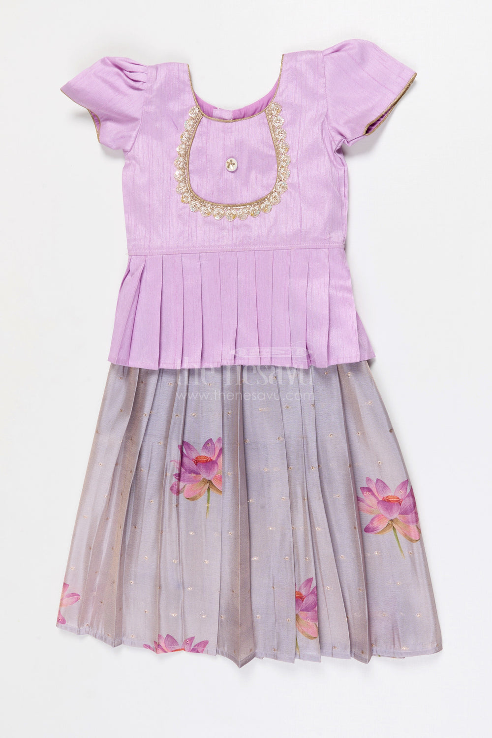 The Nesavu Pattu Pavadai Baby Girl Pattu Pavadai for Traditional Functions and Birthdays Nesavu 18 (2Y) / Multicolor / Banarasi GPP369B-18 Nesavu Baby Girl Pattu Pavadai Semi Banaras Silk Dress For Traditional Celebrations