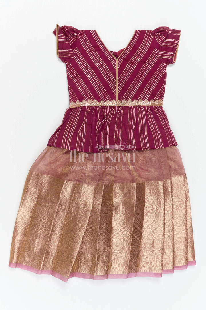 The Nesavu Pattu Pavadai Baby Girl Pattu Pavadai for Traditional Functions and Festivals Nesavu Nesavu Baby Girl Pattu Pavadai Semi Banaras Tissue Silk With Big Border For Festive And Traditional Wear