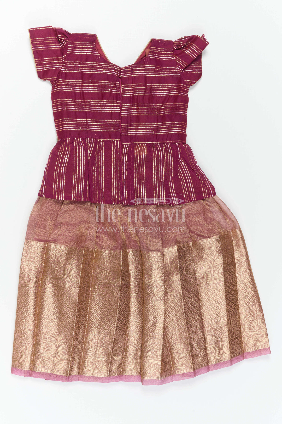 The Nesavu Pattu Pavadai Baby Girl Pattu Pavadai for Traditional Functions and Festivals Nesavu Nesavu Baby Girl Pattu Pavadai Semi Banaras Tissue Silk With Big Border For Festive And Traditional Wear