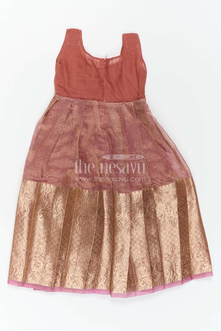 The Nesavu Pattu Pavadai Baby Girl Pattu Pavadai for Traditional Functions and Festivals Nesavu Nesavu Baby Girl Pattu Pavadai Semi Banaras Tissue Silk With Big Border For Festive And Traditional Wear