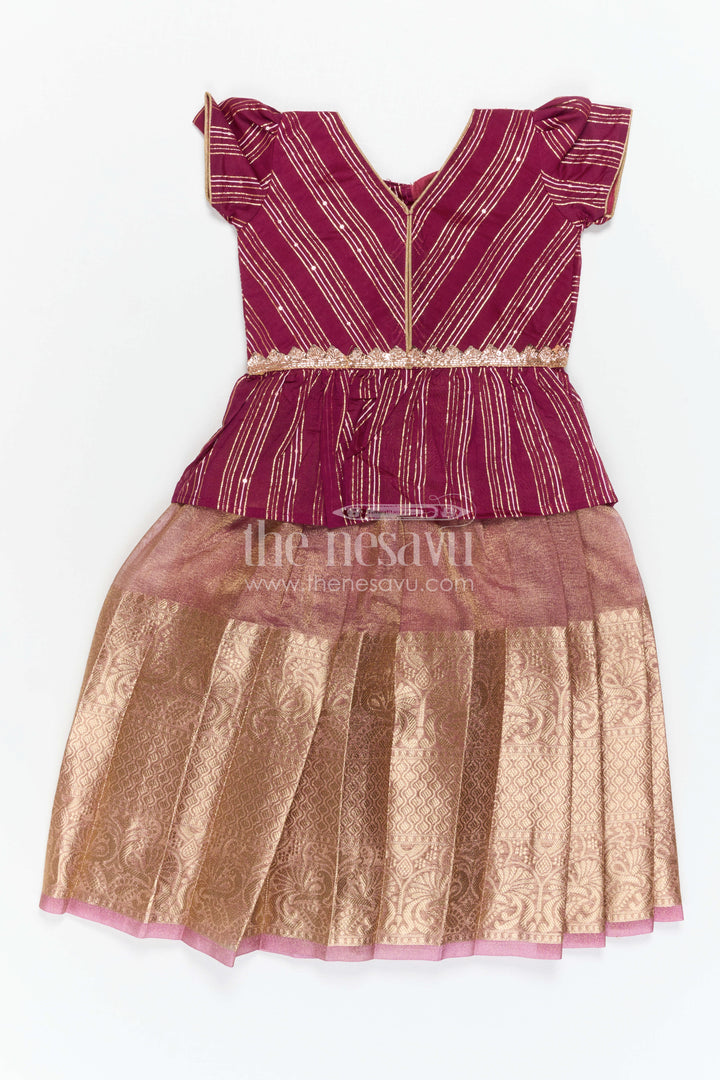 The Nesavu Pattu Pavadai Baby Girl Pattu Pavadai for Traditional Functions and Festivals Nesavu Nesavu Baby Girl Pattu Pavadai Semi Banaras Tissue Silk With Big Border For Festive And Traditional Wear