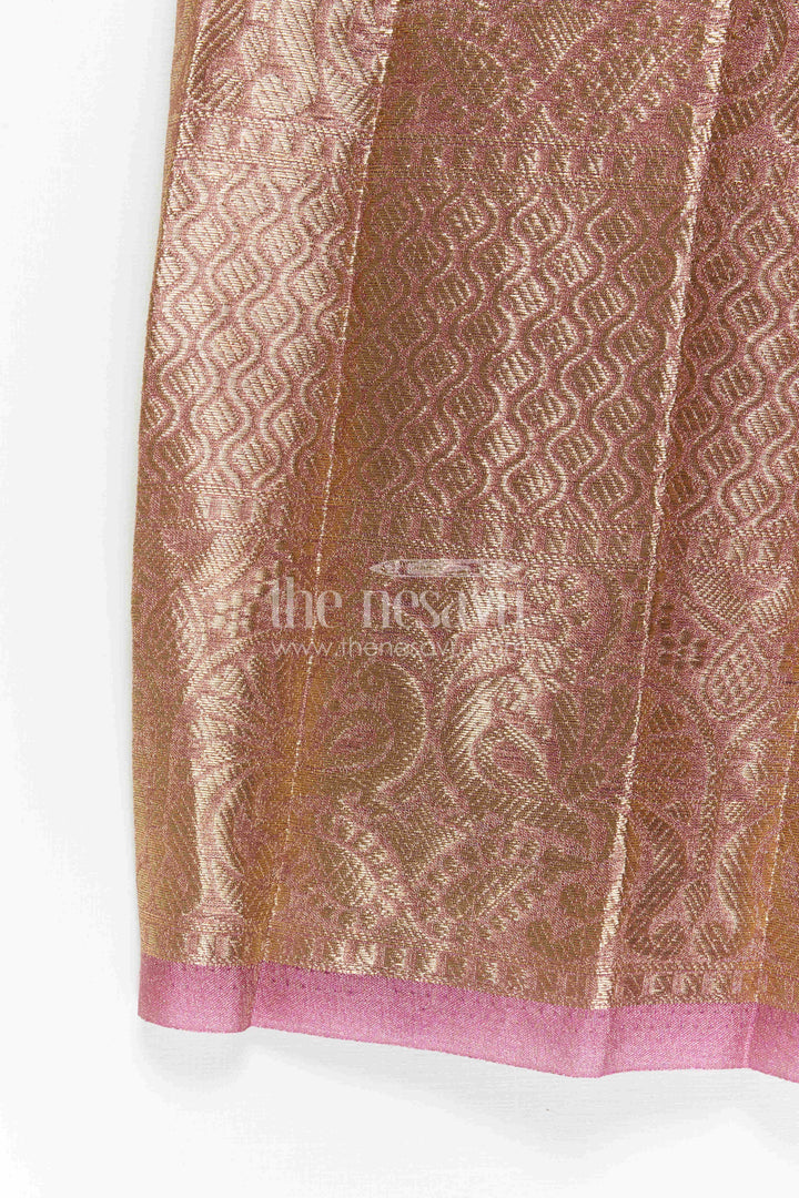 The Nesavu Pattu Pavadai Baby Girl Pattu Pavadai for Traditional Functions and Festivals Nesavu Nesavu Baby Girl Pattu Pavadai Semi Banaras Tissue Silk With Big Border For Festive And Traditional Wear