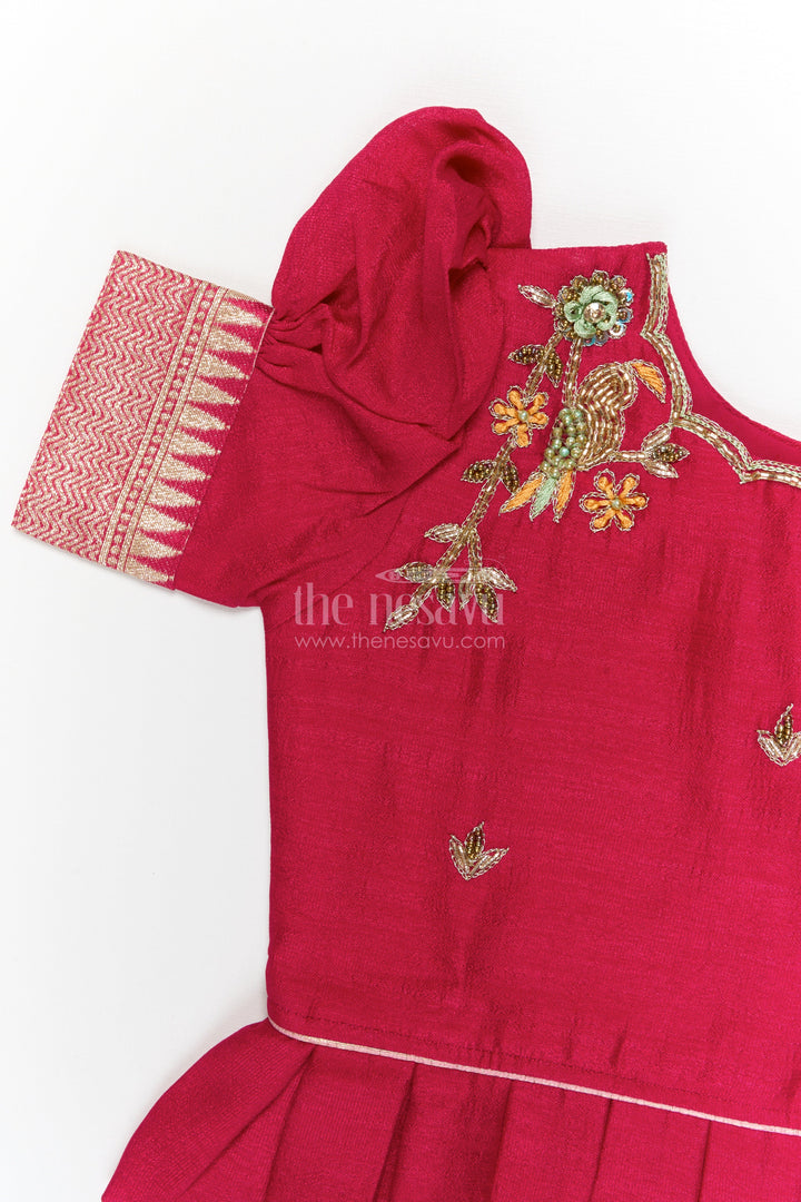 The Nesavu Pattu Pavadai Baby Girl Pattu Pavadai for Weddings and Festive Photoshoots Nesavu Nesavu baby girl pattu pavadai for weddings and birthday photoshoots with embroidered blouse