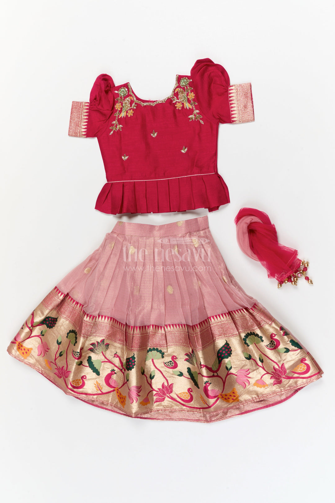 The Nesavu Pattu Pavadai Baby Girl Pattu Pavadai for Weddings and Festive Photoshoots Nesavu Nesavu baby girl pattu pavadai for weddings and birthday photoshoots with embroidered blouse