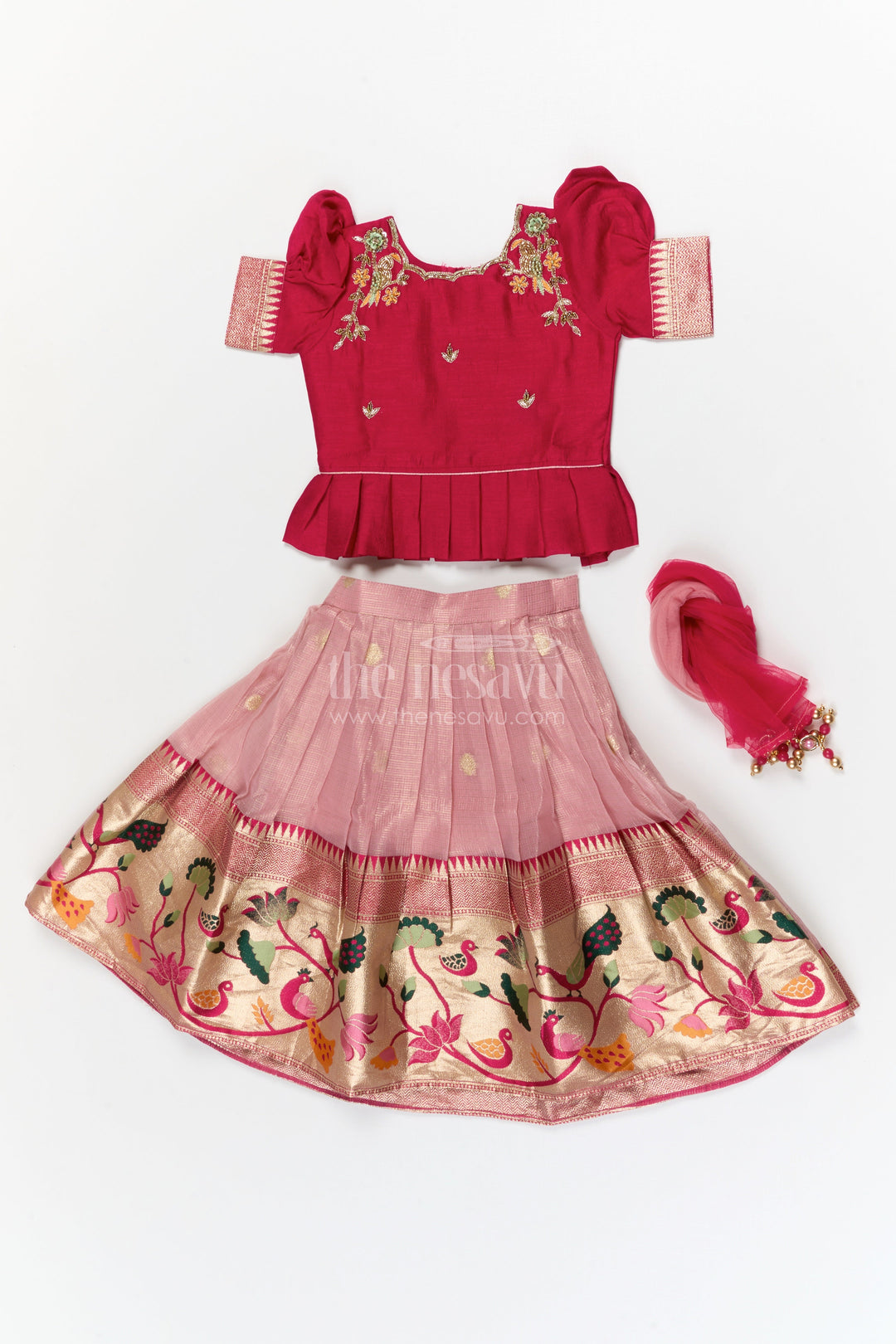 The Nesavu Pattu Pavadai Baby Girl Pattu Pavadai for Weddings and Festive Photoshoots Nesavu Nesavu baby girl pattu pavadai for weddings and birthday photoshoots with embroidered blouse