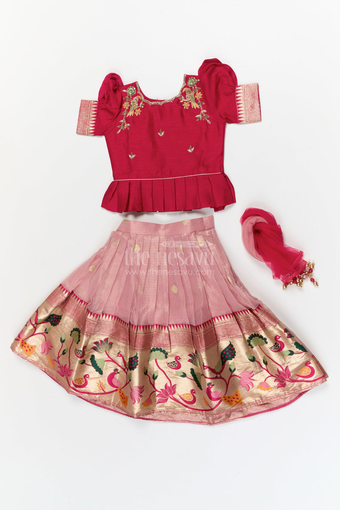 The Nesavu Pattu Pavadai Baby Girl Pattu Pavadai for Weddings and Festive Photoshoots Nesavu Nesavu baby girl pattu pavadai for weddings and birthday photoshoots with embroidered blouse